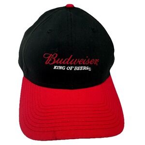 Budweiser King Of Beers Strapback Hat  One Size Adjustable Black & Red